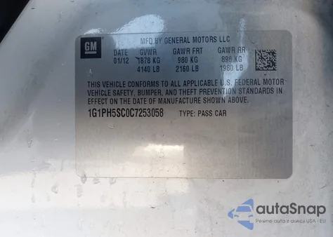 2012 Chevrolet Cruze Ltz from USA, damaged, VIN 1G1PH5SC0C7253058